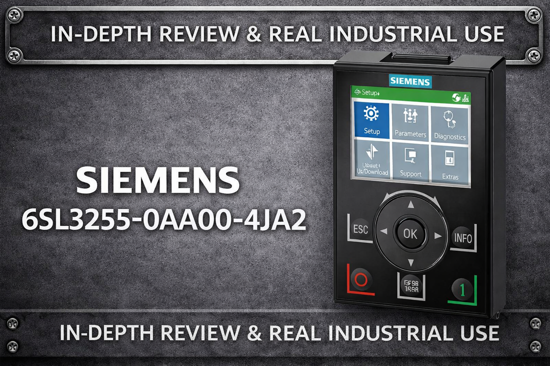 Siemens 6SL3255-0AA00-4JA2 SINAMICS G Intelligent Operator Panel IOP-2 mounted on industrial control enclosure