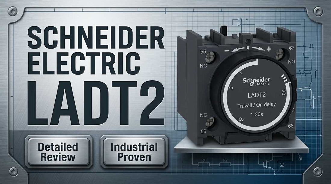 Schneider Electric LADT2 time delay auxiliary contact block for TeSys D and Deca contactors, front-mount screw clamp terminals