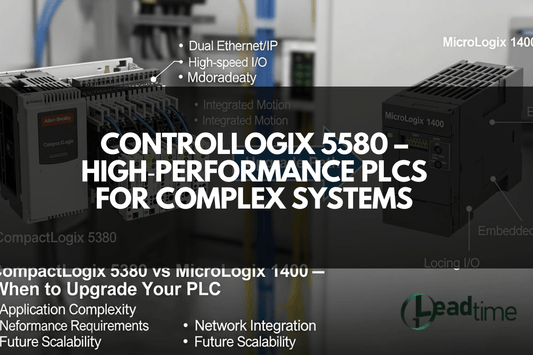Allen Bradley ControlLogix 5580 PLC in industrial control cabinet with Ethernet/IP networking