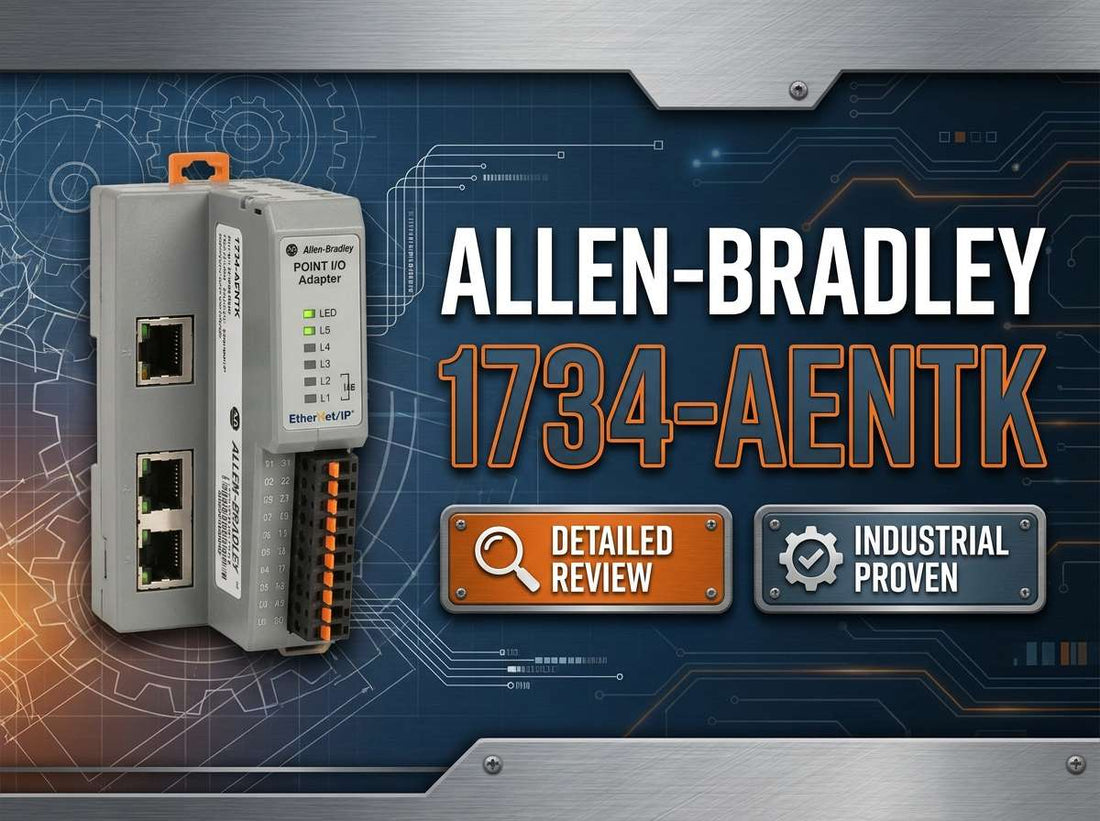 Allen-Bradley 1734-AENTK POINT I/O EtherNet/IP adapter conformal coated mounted on DIN rail in industrial control panel
