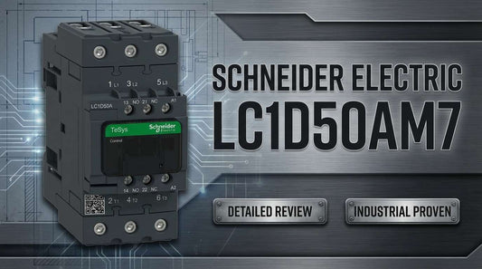 Schneider Electric LC1D50AM7 TeSys D 3-pole 50A non-reversing industrial motor contactor front view