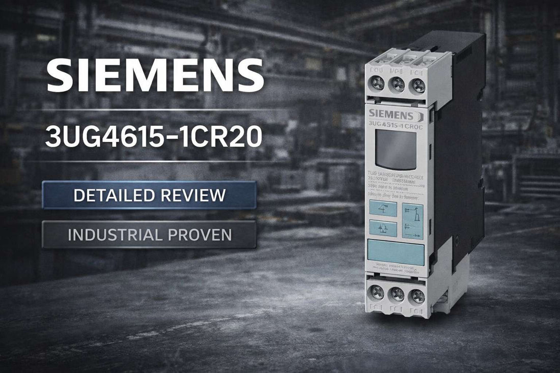 Siemens 3UG4615-1CR20 digital three-phase monitoring relay on DIN rail for motor and pump protection