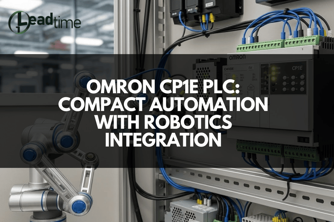 Omron CP1E compact PLC integrated in industrial automation control panel for robotics and motion control