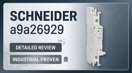 Schneider A9A26929 Acti 9 iOF/SD+OF 2OC auxiliary contact mounted on DIN rail beside iC60 circuit breaker