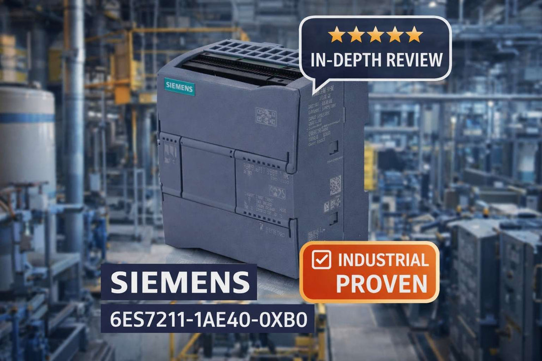 Siemens 6ES7211-1AE40-0XB0 SIMATIC S7-1200 CPU 1211C Compact CPU DC/DC/DC mounted on DIN rail in industrial control panel