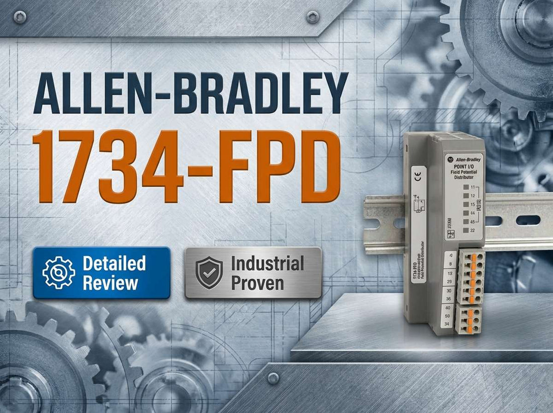 Allen-Bradley 1734-FPD POINT I/O field potential distributor module mounted on DIN rail in industrial control panel