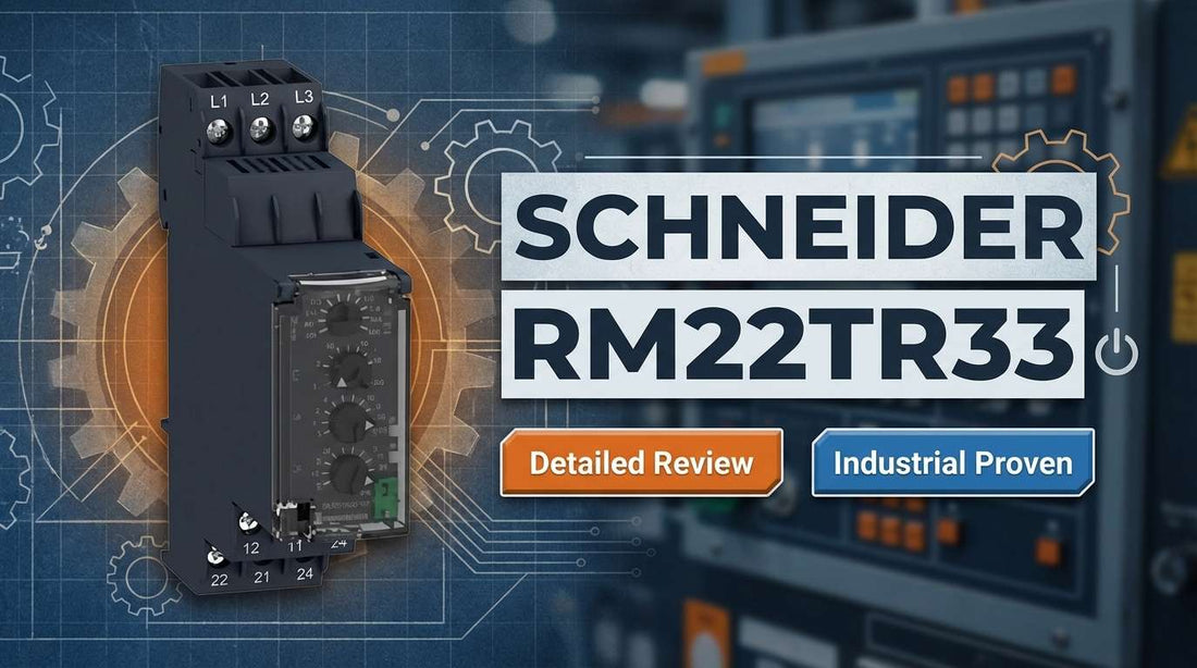 Schneider Electric RM22TR33 Harmony 3-phase voltage control relay DIN rail mounted in industrial control panel