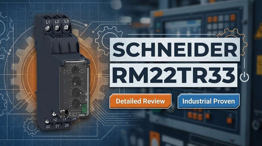 Schneider Electric RM22TR33 Harmony 3-phase voltage control relay DIN rail mounted in industrial control panel