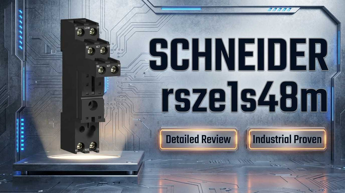 Schneider Electric RSZE1S48M plug-in relay socket for RSB1A RSB2A Harmony relays mounted on 35mm DIN rail in industrial control panel