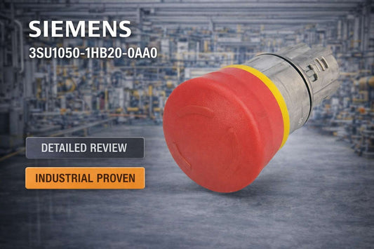 Siemens 3SU1050-1HB20-0AA0 SIRIUS ACT 40mm red mushroom emergency stop pushbutton for industrial control panels