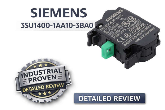 Siemens 3SU1400-1AA10-3BA0 auxiliary contact module with 1 NO spring terminal for SIRIUS ACT 22mm pushbutton front plate mounting