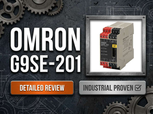 Omron G9SE-201 Safety Relay Unit DIN rail mounted 24VDC for E-stop and guard door monitoring