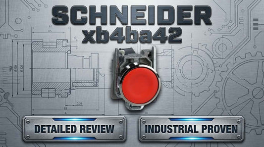Schneider Electric XB4BA42 Harmony 22mm red flush pushbutton 1 NC spring return for industrial control panels