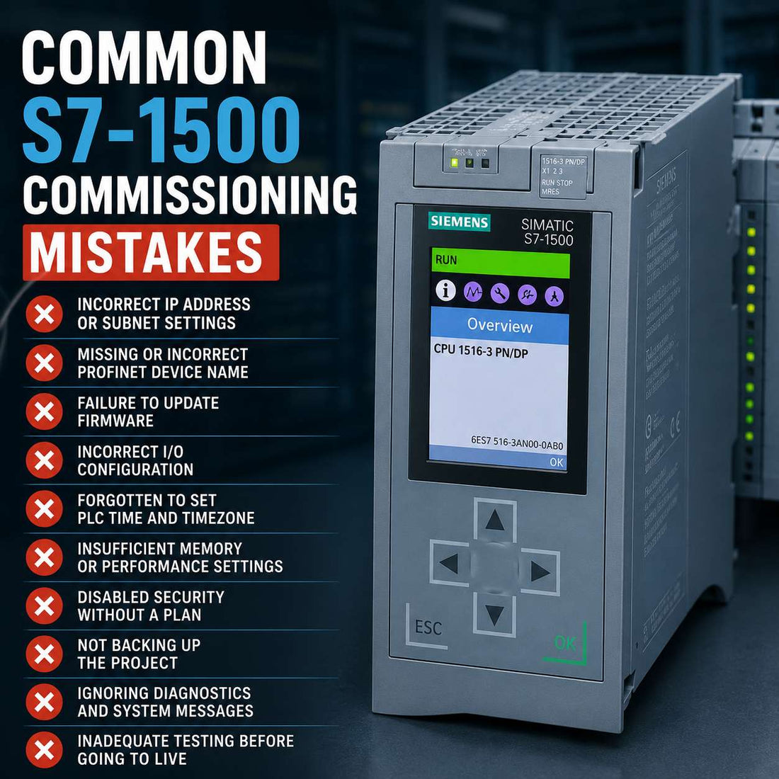 Siemens SIMATIC S7-1500 PLC and ET 200MP I/O during TIA Portal commissioning and PROFINET troubleshooting