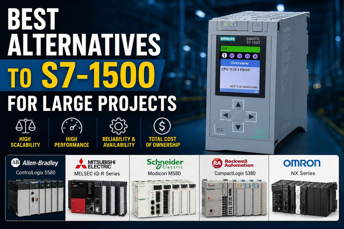 Siemens SIMATIC S7-1500 and alternative PLC platforms for large industrial automation projects including ControlLogix and Modicon M580