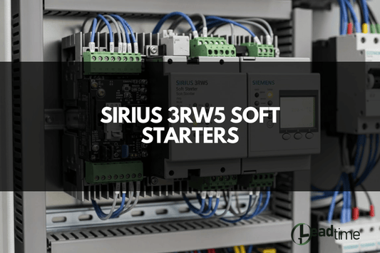 Siemens SIRIUS 3RW5 soft starters installed in an industrial motor control cabinet