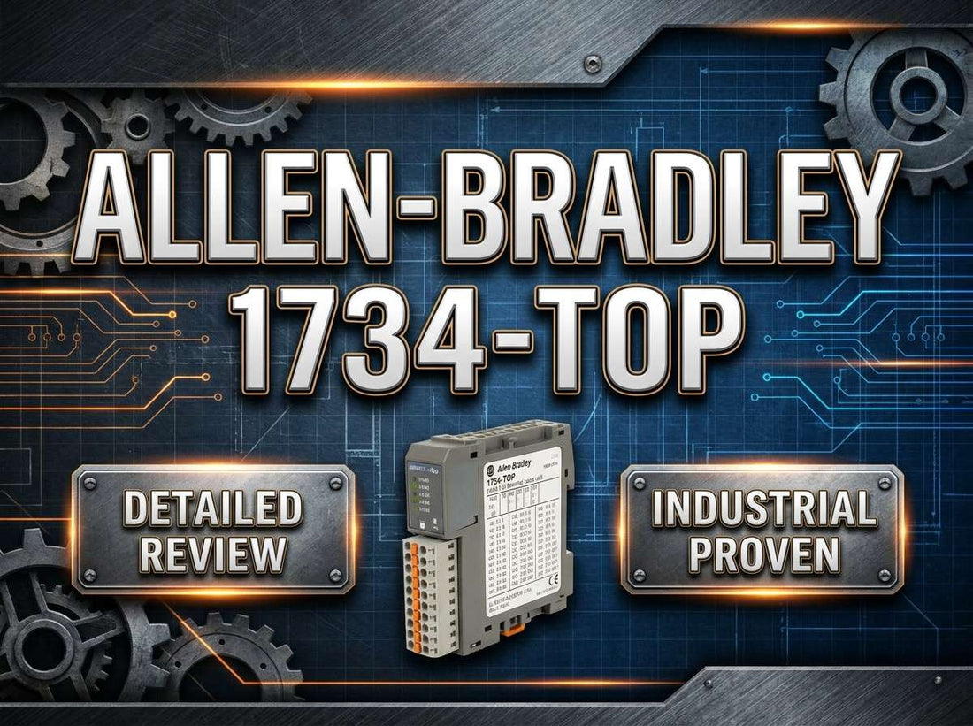 Allen-Bradley 1734-TOP POINT I/O one-piece screw-clamp terminal base mounted on DIN rail in machine control panel