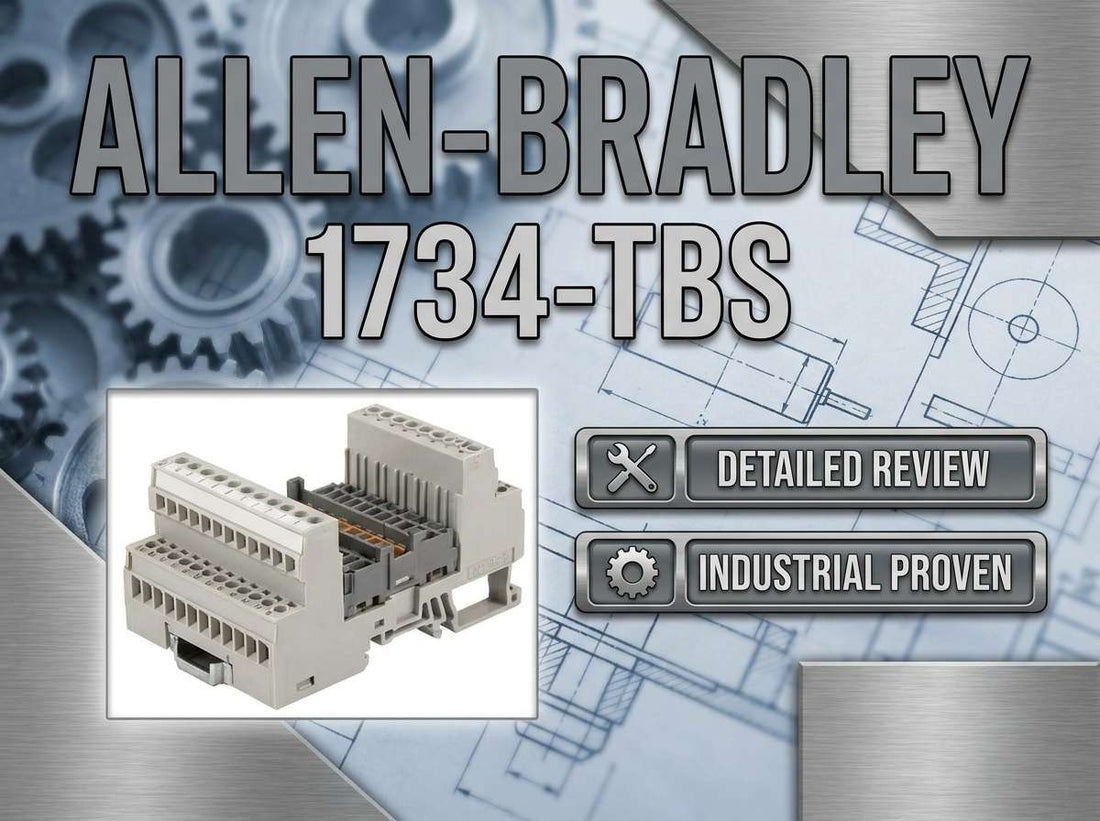Allen-Bradley 1734-TBS POINT I/O spring-clamp terminal base mounted on DIN rail in machine control panel