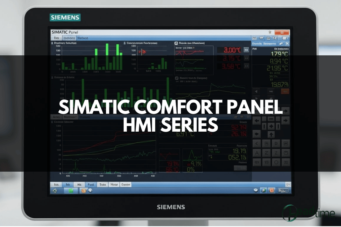 SIMATIC Comfort Panel HMI displaying industrial process visualization in a control cabinet