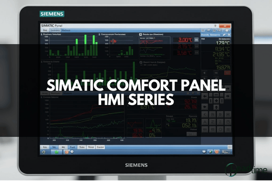 SIMATIC Comfort Panel HMI displaying industrial process visualization in a control cabinet