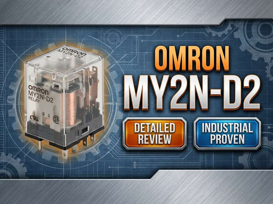 Omron MY2N-D2 miniature 2-pole DPDT plug-in power relay with built-in diode and operation indicator for industrial control panels