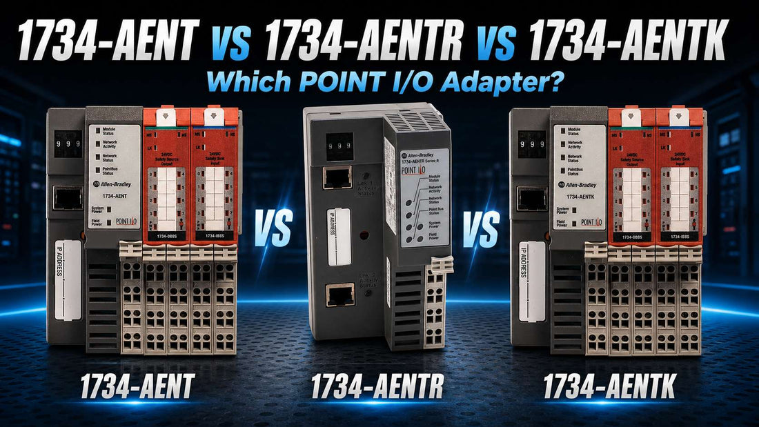 Allen-Bradley 1734-AENT, 1734-AENTR and 1734-AENTK POINT I/O EtherNet/IP adapters compared side by side