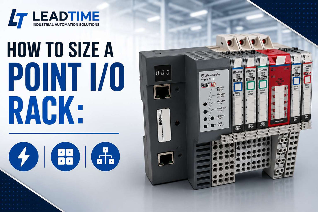 Allen-Bradley 1734 POINT I/O rack with AENT adapter, EP24DC expansion power modules, and mixed I/O modules on DIN rail