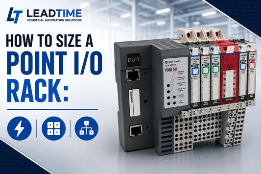 Allen-Bradley 1734 POINT I/O rack with AENT adapter, EP24DC expansion power modules, and mixed I/O modules on DIN rail