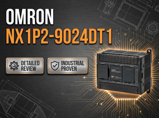 Omron NX1P2-9024DT1 Sysmac compact PLC CPU with 24 digital PNP transistor I/O and EtherCAT master port for machine automation