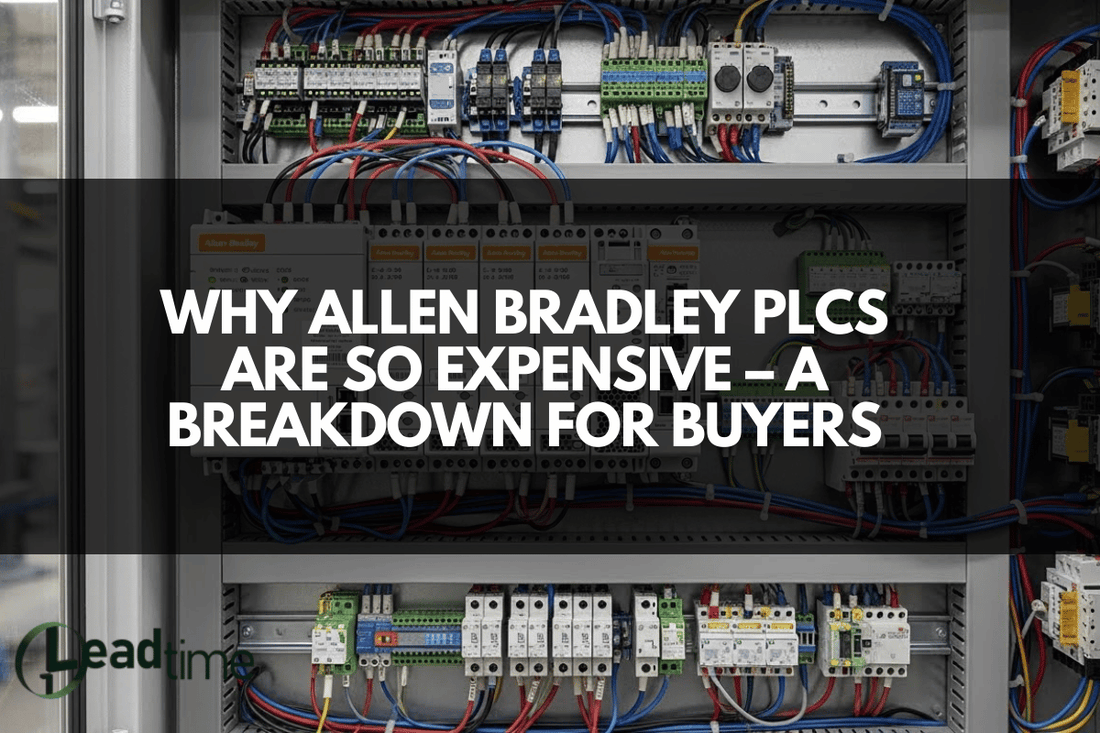 Allen Bradley PLC hardware installed in an industrial control panel with rockwell automation branding
