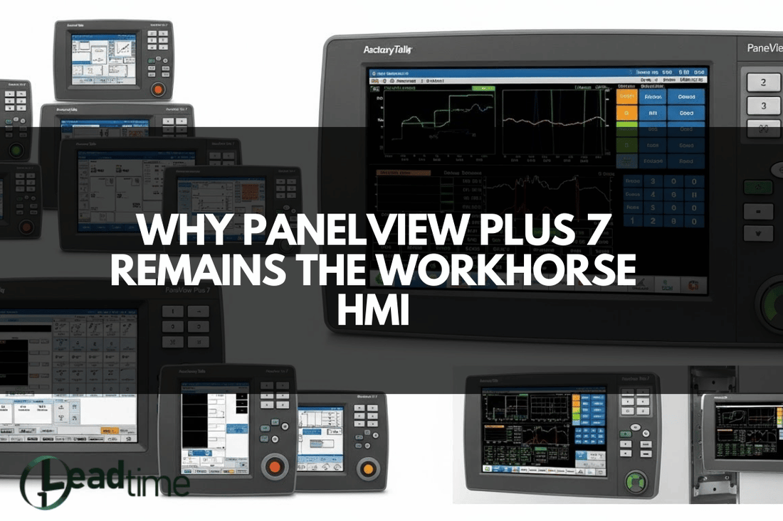 Allen Bradley PanelView Plus 7 industrial HMI in a Rockwell Automation control panel