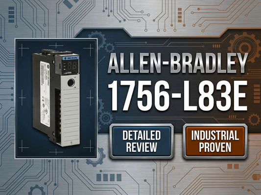 Allen-Bradley 1756-L83E ControlLogix 5580 controller module with 10 MB user memory and gigabit EtherNet/IP port for industrial automation systems