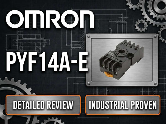 Omron PYF14A-E 14-pin DIN rail relay socket with screw terminals for MY4 general-purpose relay in industrial control panel