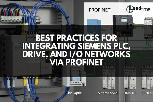 Siemens PLC connected to PROFINET industrial Ethernet network with drives and distributed IO modules