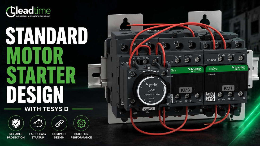 Schneider Electric TeSys D LC1D contactor motor starter assembly with LRD overload relay and GV2ME circuit breaker on DIN-rail