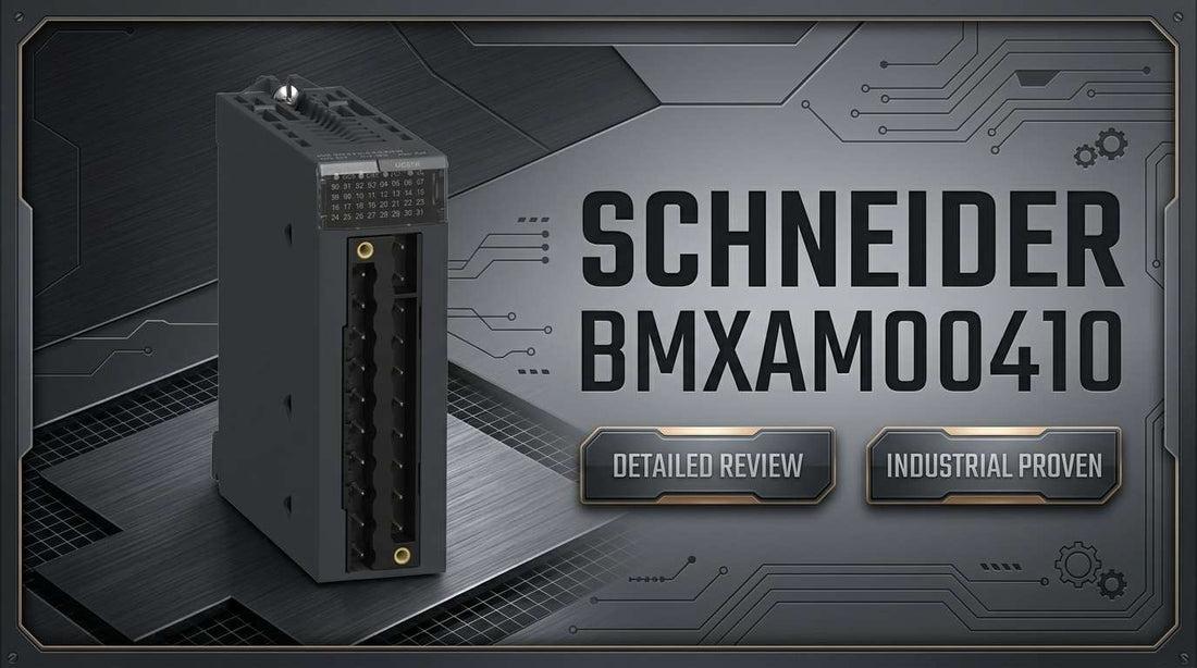Schneider Electric BMXAMO0410 4-channel isolated analog output module for Modicon X80 PAC in industrial process control cabinet