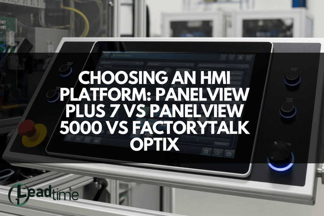 Allen Bradley PanelView Plus 7, PanelView 5000 and FactoryTalk Optix HMI devices in an industrial control panel