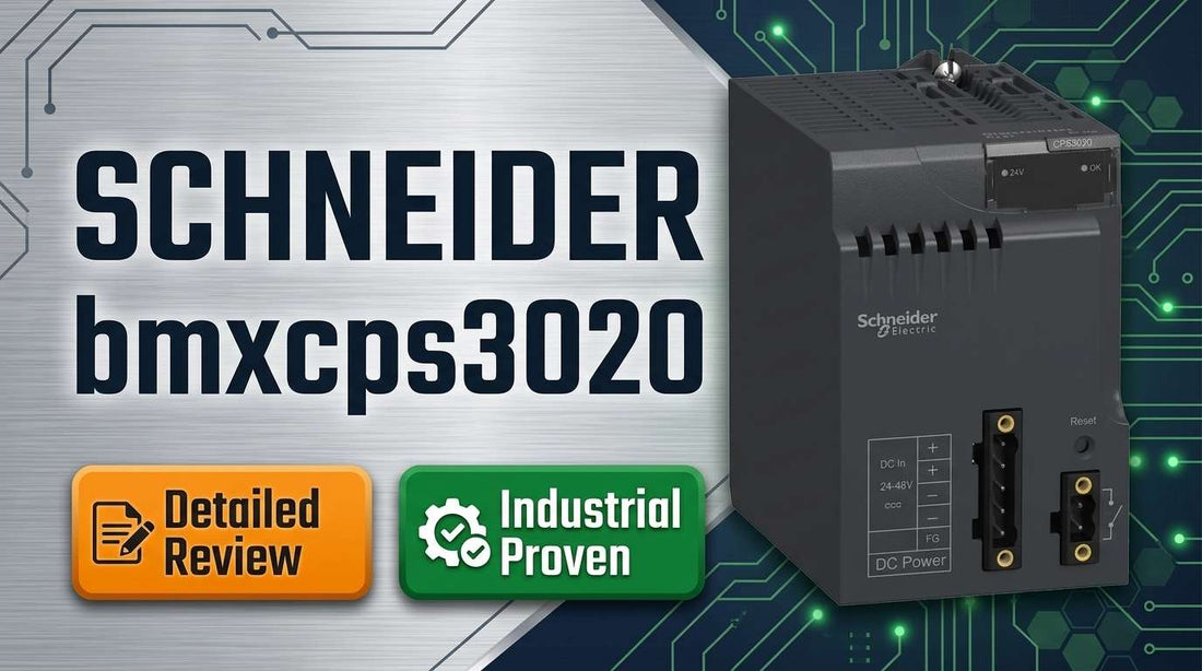Schneider Electric BMXCPS3020 isolated 24 to 48V DC power supply module mounted in Modicon X80 PLC backplane