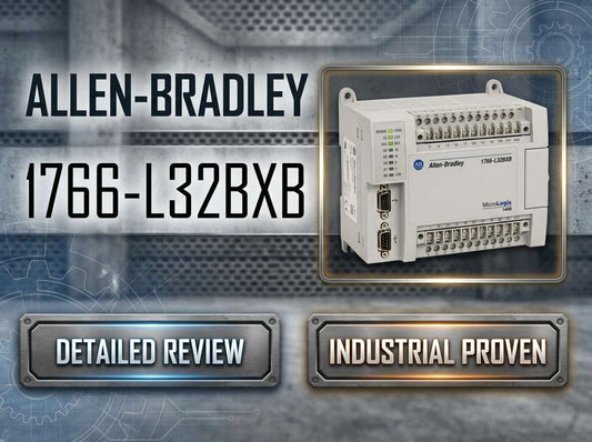 Allen-Bradley 1766-L32BXB MicroLogix 1400 32-point PLC controller front view for discrete machine control