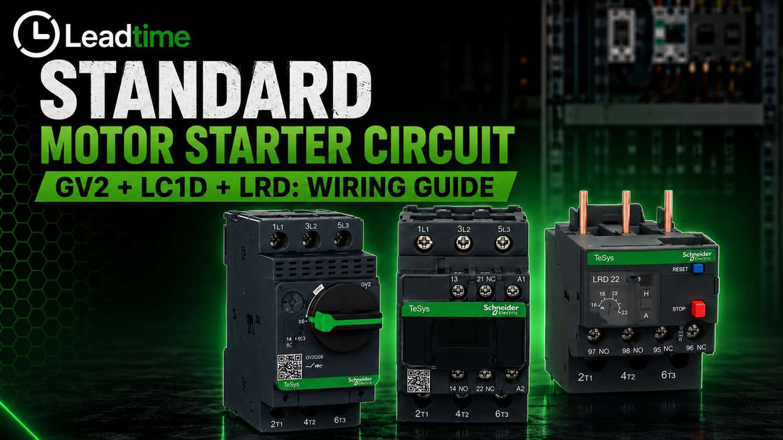 Schneider Electric TeSys GV2 manual motor starter LC1D contactor and LRD thermal overload relay wiring assembly