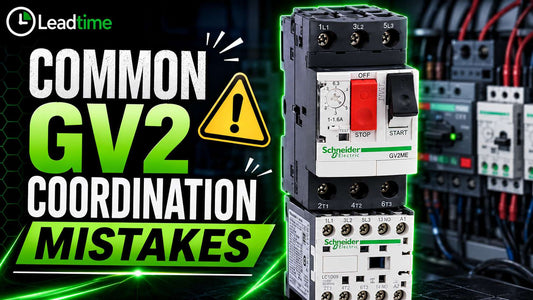 Schneider Electric TeSys GV2 motor circuit breaker installed in MCC panel with contactor coordination wiring