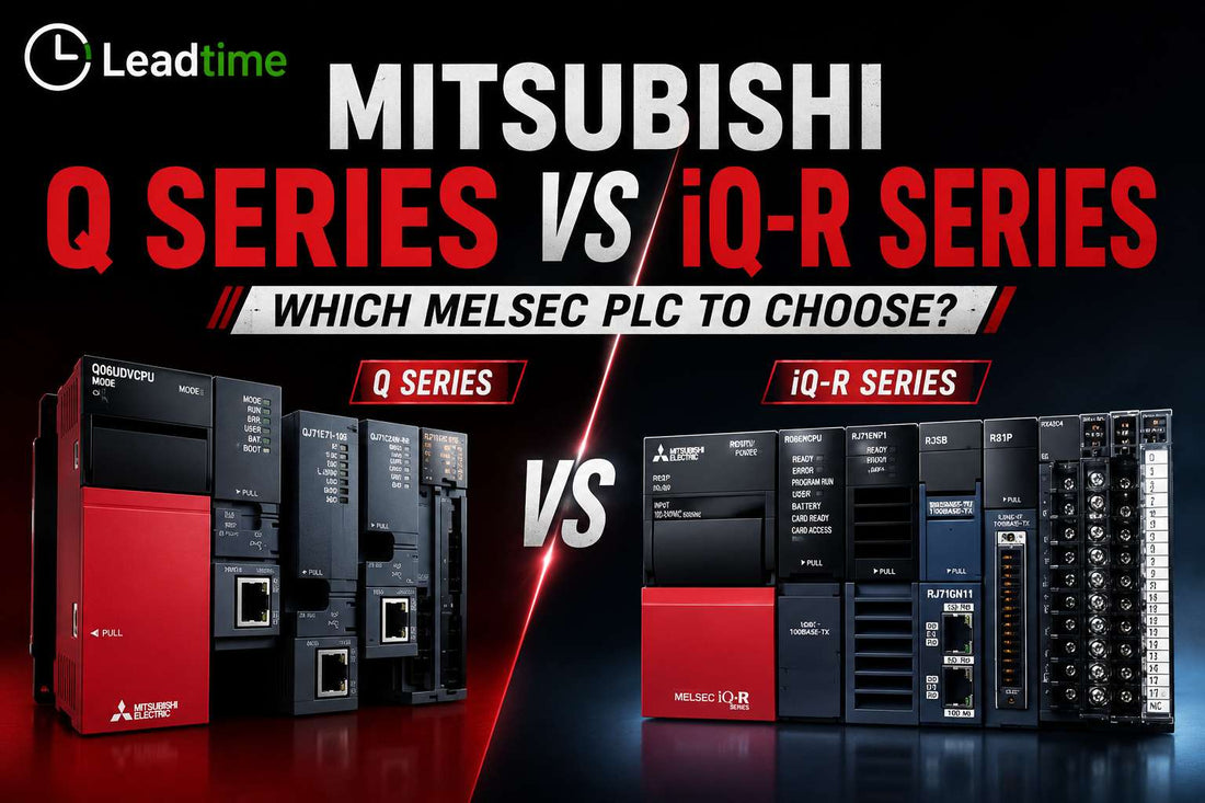 Mitsubishi Electric MELSEC-Q Series and iQ-R Series modular PLC racks compared side by side for industrial automation platform selection