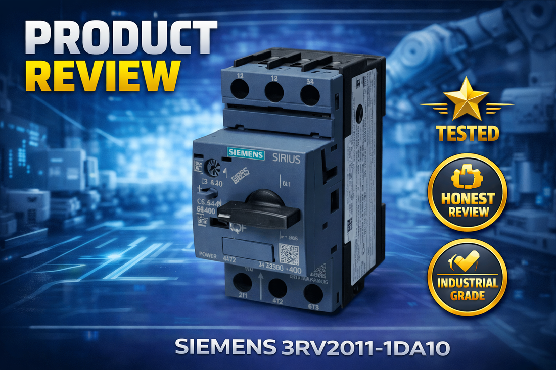 Siemens 3RV2011-1DA10 S00-frame motor protection circuit breaker with manual rotary handle for three-phase industrial motor applications