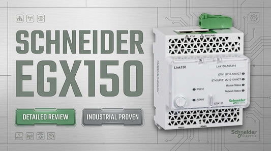Schneider Electric EGX150 Link 150 Ethernet Gateway DIN-rail mounted for Modbus serial to TCP/IP network integration