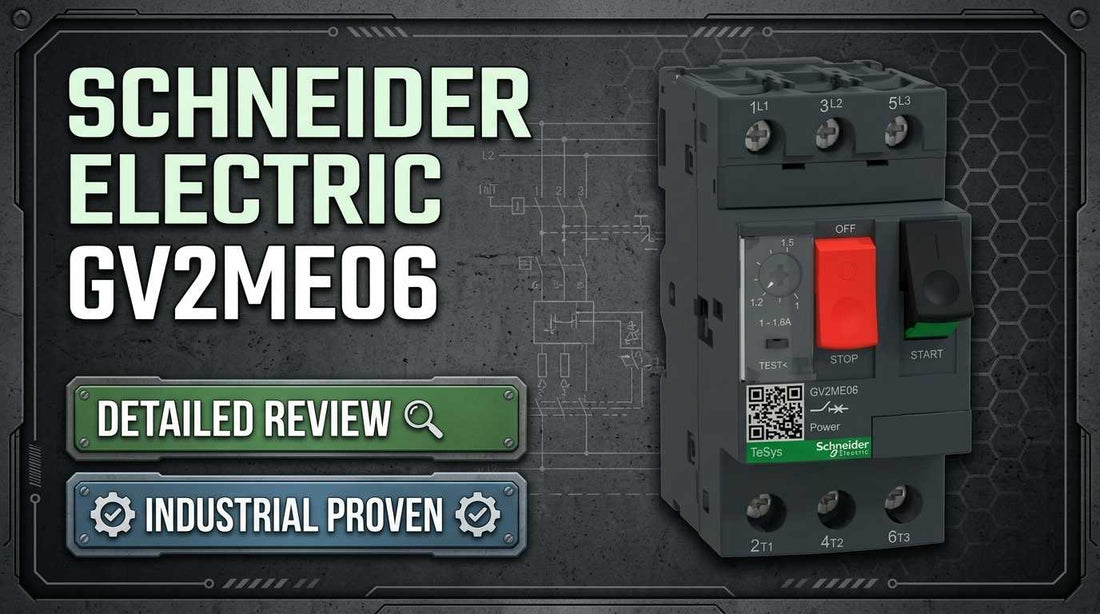 Schneider Electric GV2ME06 TeSys GV2 3-pole thermal-magnetic motor circuit breaker on DIN rail in industrial control panel