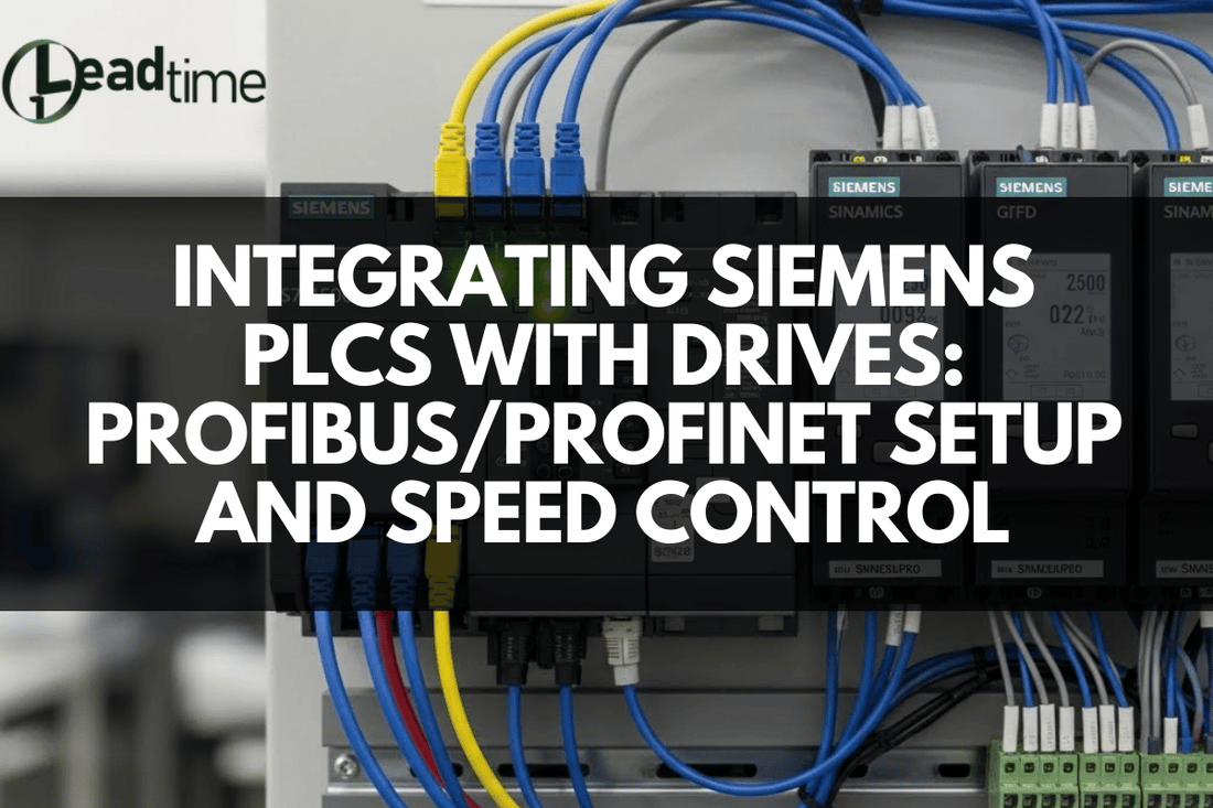 Siemens PLC connected to industrial drives via PROFIBUS and PROFINET for motor control and diagnostics