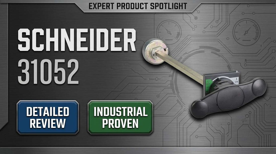 Schneider Electric 31052 extended black rotary handle front-mounted on ComPact INS INV switchgear panel