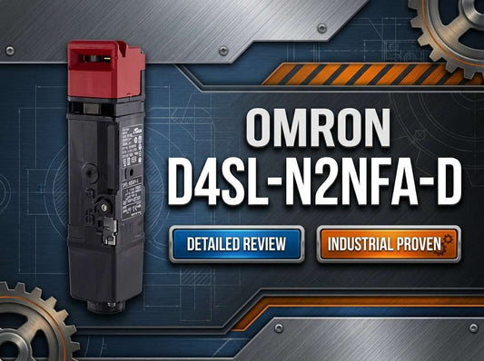 Omron D4SL-N2NFA-D guard lock safety door switch with G1/2 conduit and orange LED indicator for machine guarding
