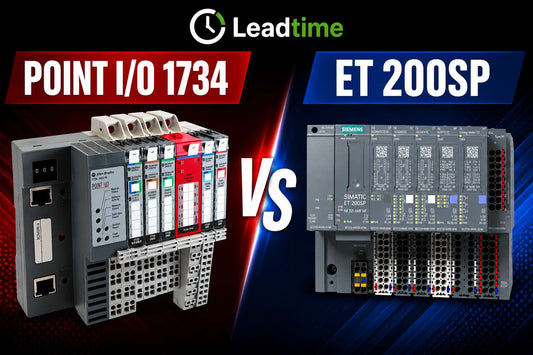 Allen-Bradley POINT I/O 1734 and Siemens ET 200SP distributed I/O modules side by side for remote I/O platform comparison
