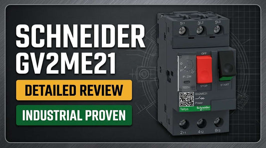 Schneider Electric GV2ME21 TeSys Deca manual motor starter 17-23A thermal magnetic DIN rail mounted in industrial control panel